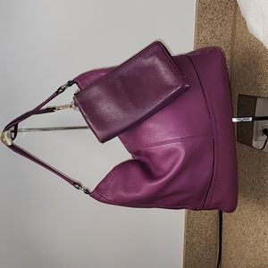 Coach genuine leather hobo bag with wristlet